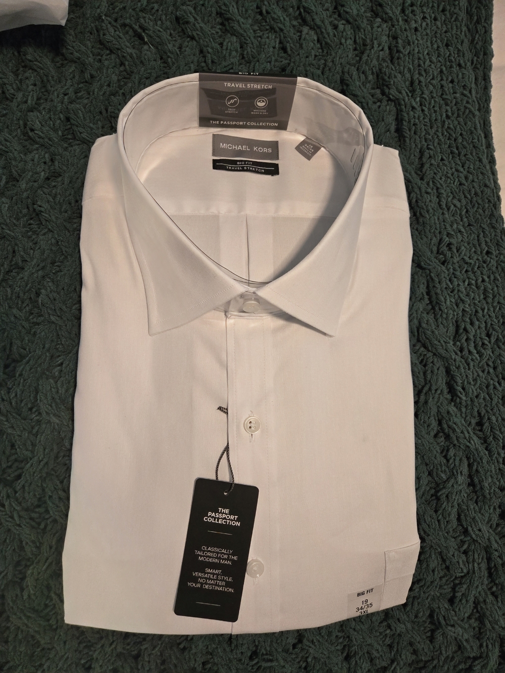 Michael Kors Men’s White Dress Shirt - Spread Collar 3xl 19 34/35 NWT